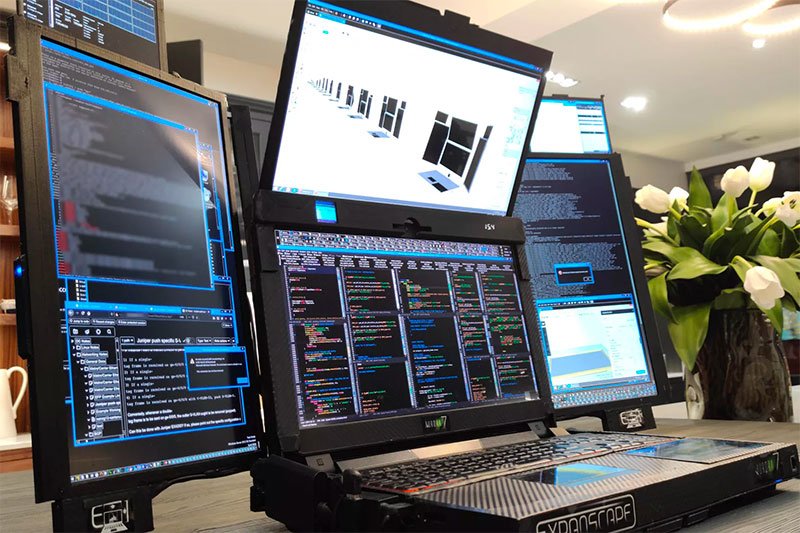 國外廠商開發配備 7 個螢幕的筆電，如果不太重的話就是多工逸品了